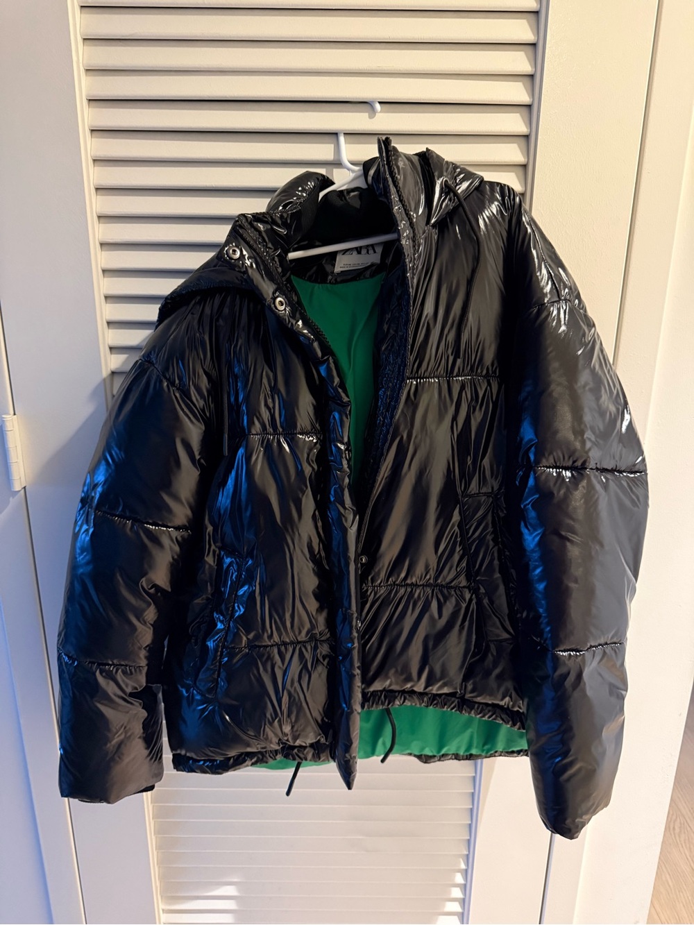 Zara Black Shiny Puffer Jacket